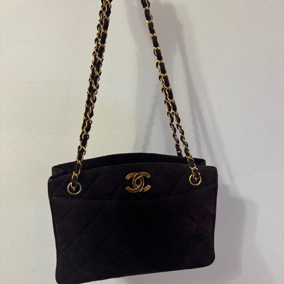 Authentic Vintage Chanel Brown Suede Shoulder Bag - Picture 5 of 13